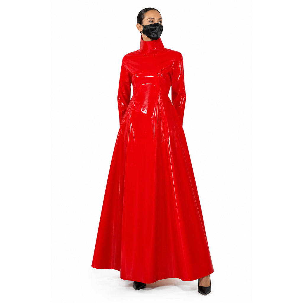 rotes dünnes PVC-Kleid G413