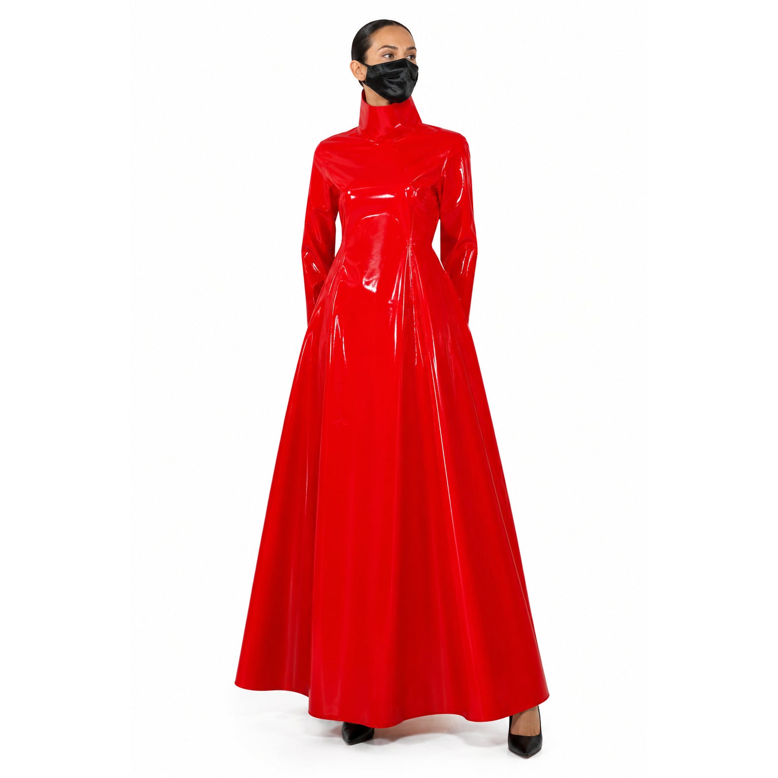 rotes dünnes PVC-Kleid G413