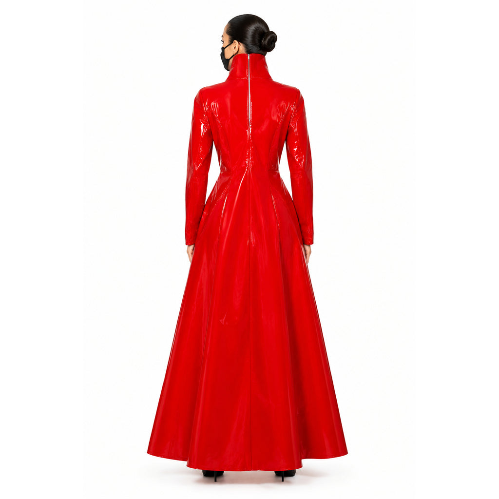 rotes dünnes PVC-Kleid G413