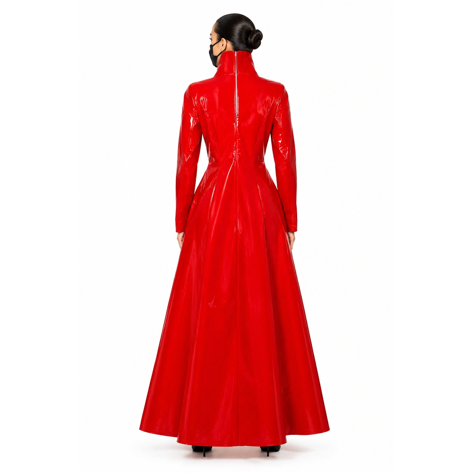rotes dünnes PVC-Kleid G413