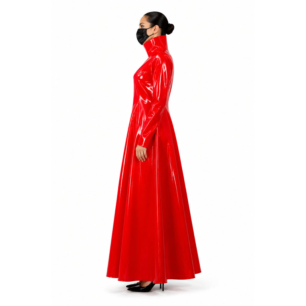 rotes dünnes PVC-Kleid G413