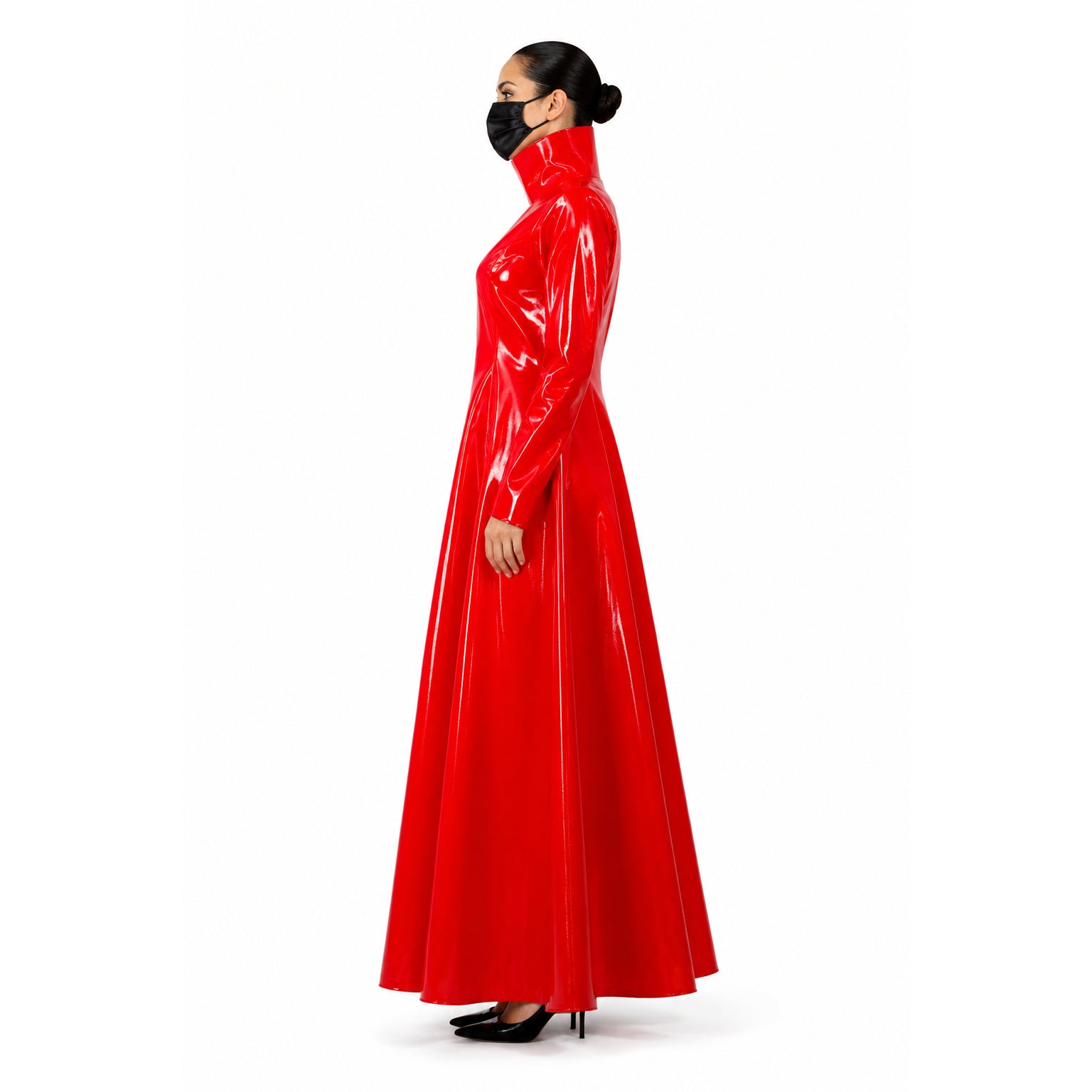 rotes dünnes PVC-Kleid G413