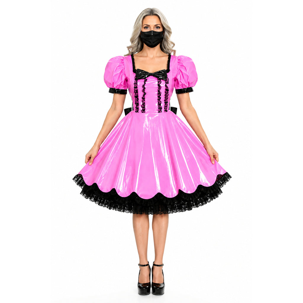 rosa dünnes PVC-Kleid G414