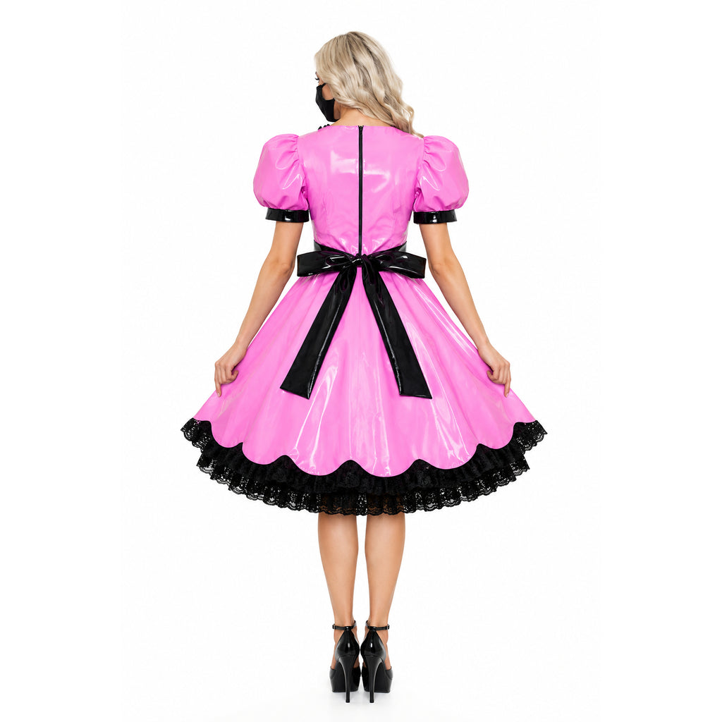 rosa dünnes PVC-Kleid G414
