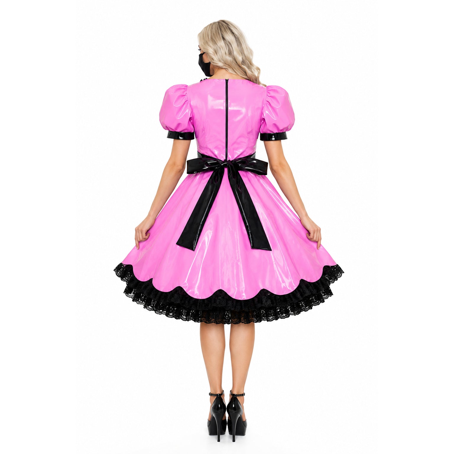 rosa dünnes PVC-Kleid G414