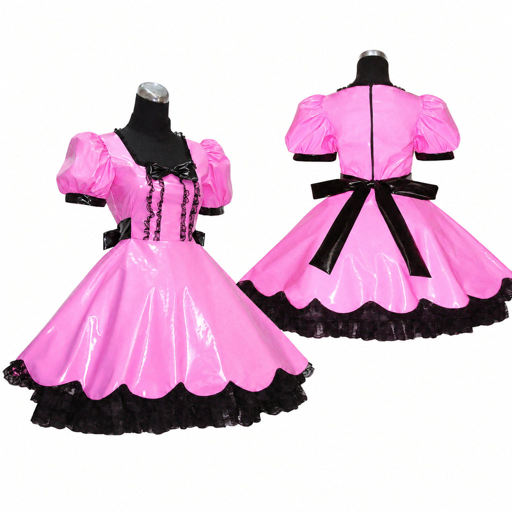 rosa dünnes PVC-Kleid G414