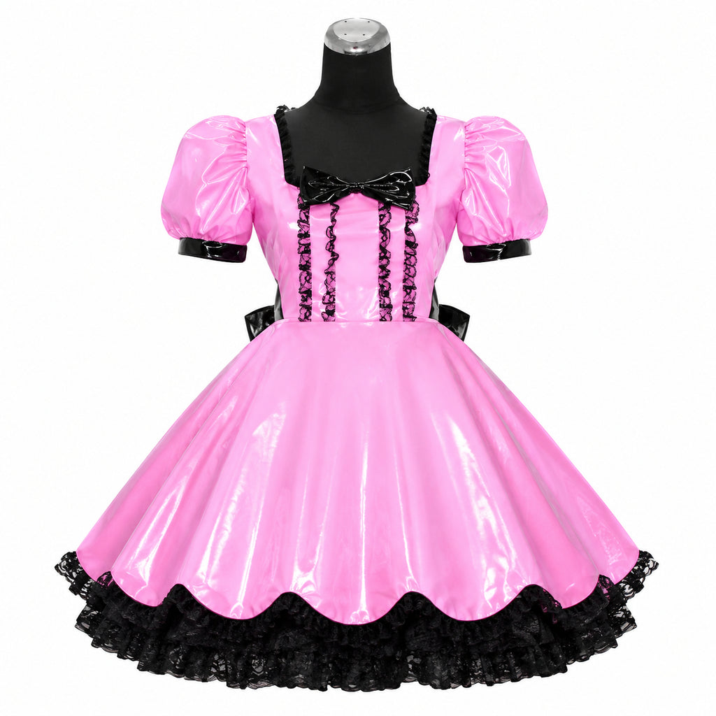 rosa dünnes PVC-Kleid G414
