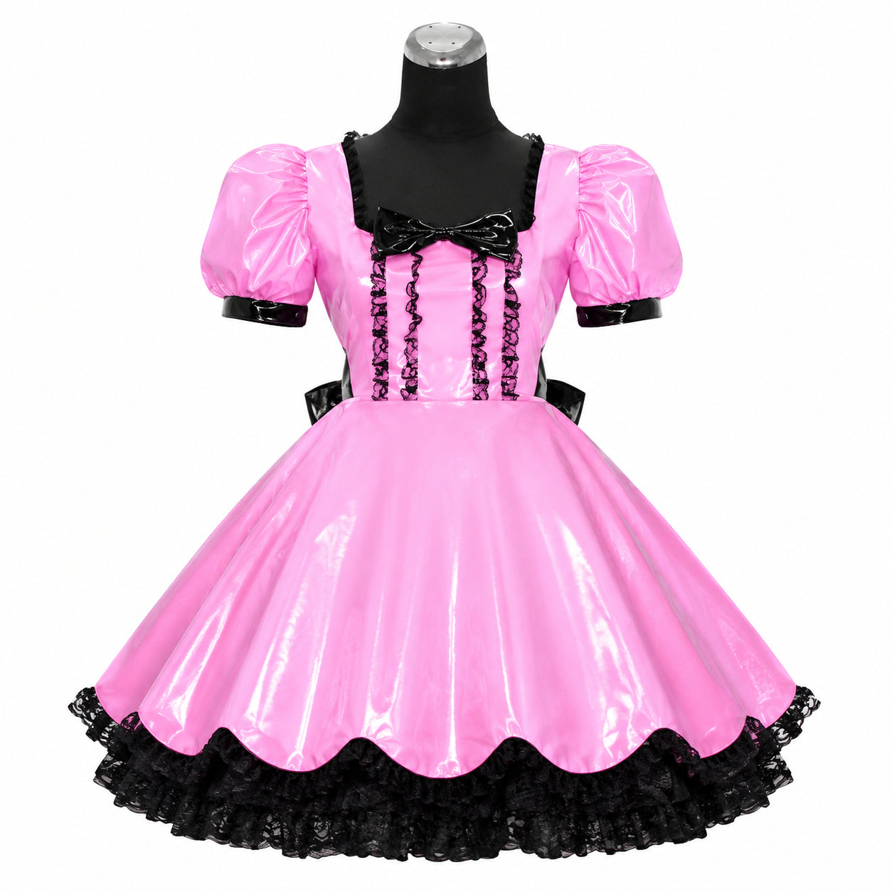 rosa dünnes PVC-Kleid G414
