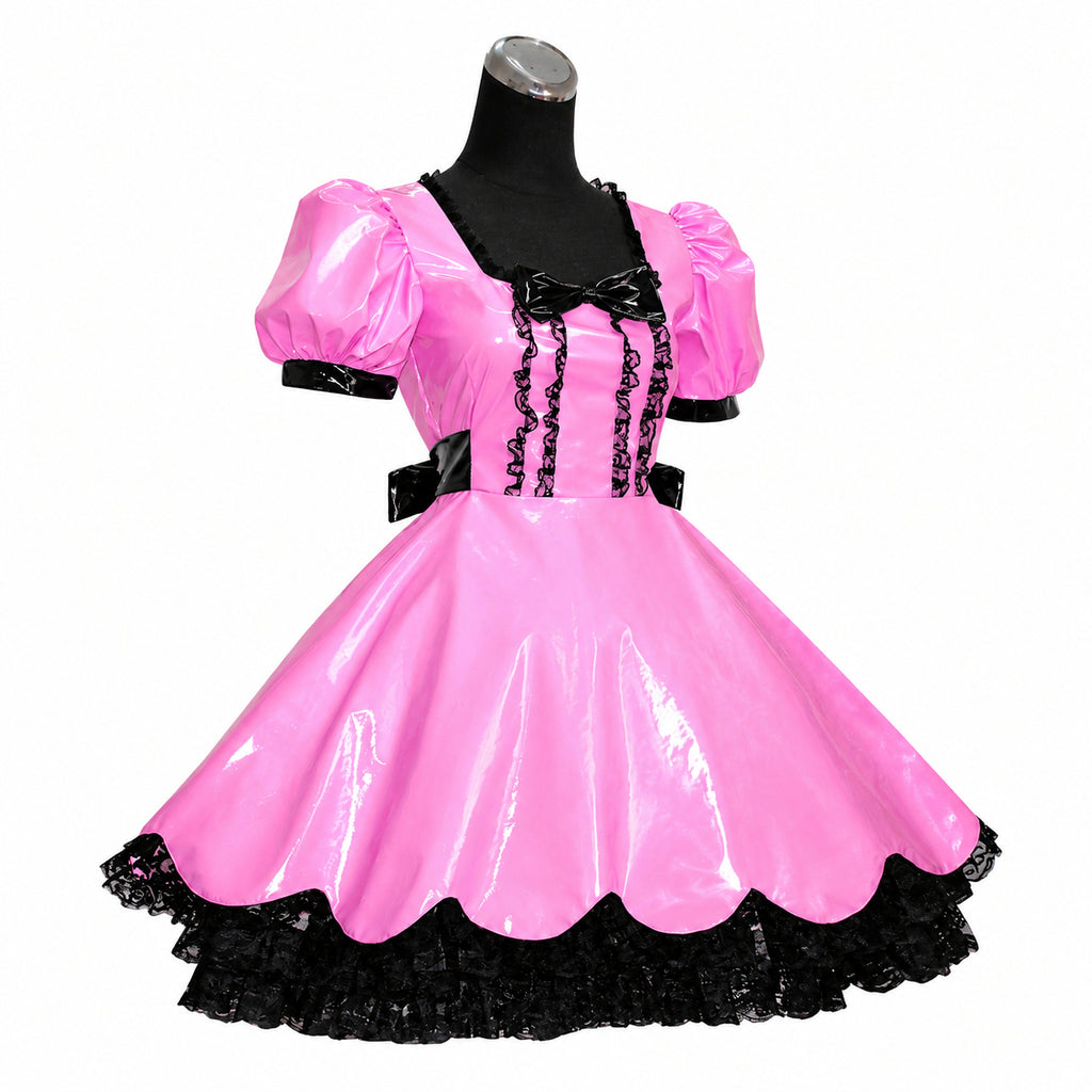 rosa dünnes PVC-Kleid G414
