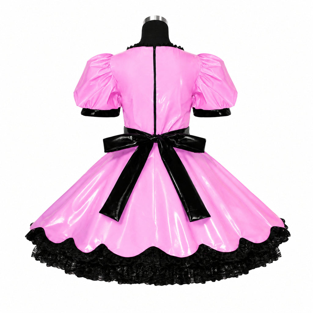 rosa dünnes PVC-Kleid G414