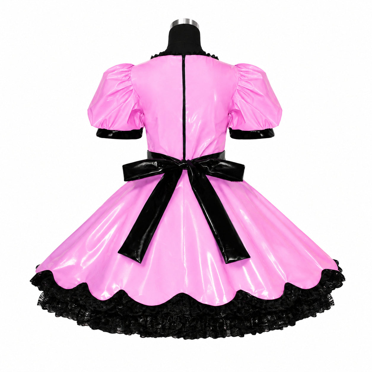 rosa dünnes PVC-Kleid G414
