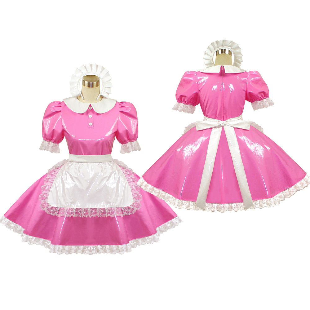 Rosa dünnes PVC-Kleid G415