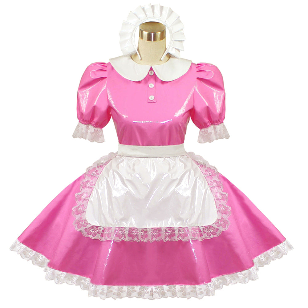 Rosa dünnes PVC-Kleid G415
