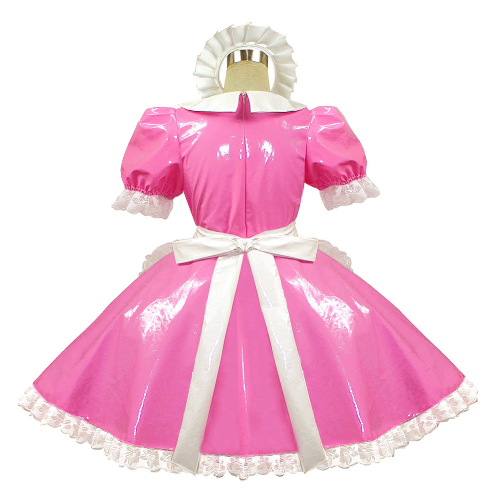 Rosa dünnes PVC-Kleid G415