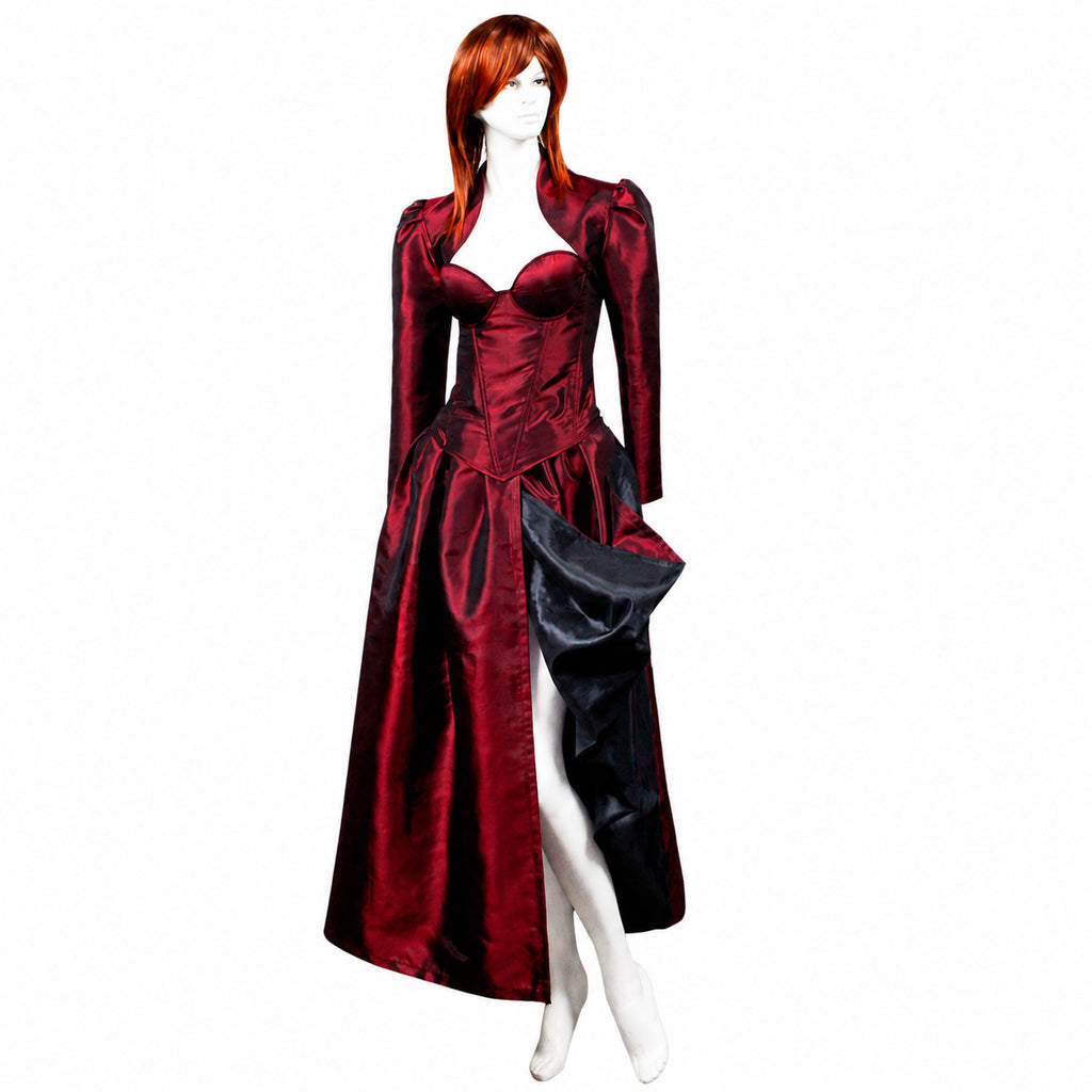 Burgundy Gothic Corset Ball Gown Dress G430