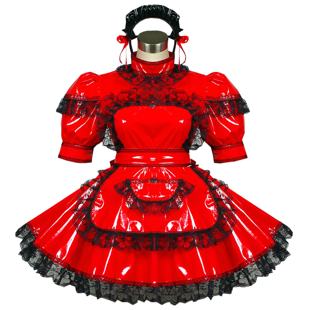 rotes enges PVC-Kleid G432