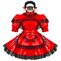 rotes enges PVC-Kleid G432
