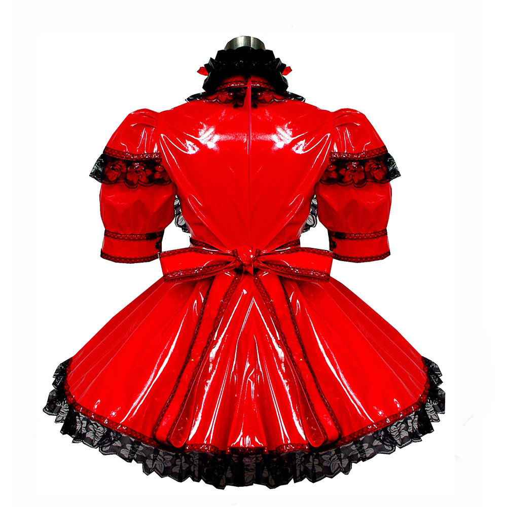 rotes enges PVC-Kleid G432