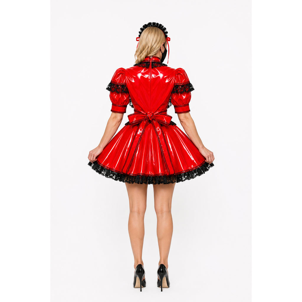 rotes enges PVC-Kleid G432