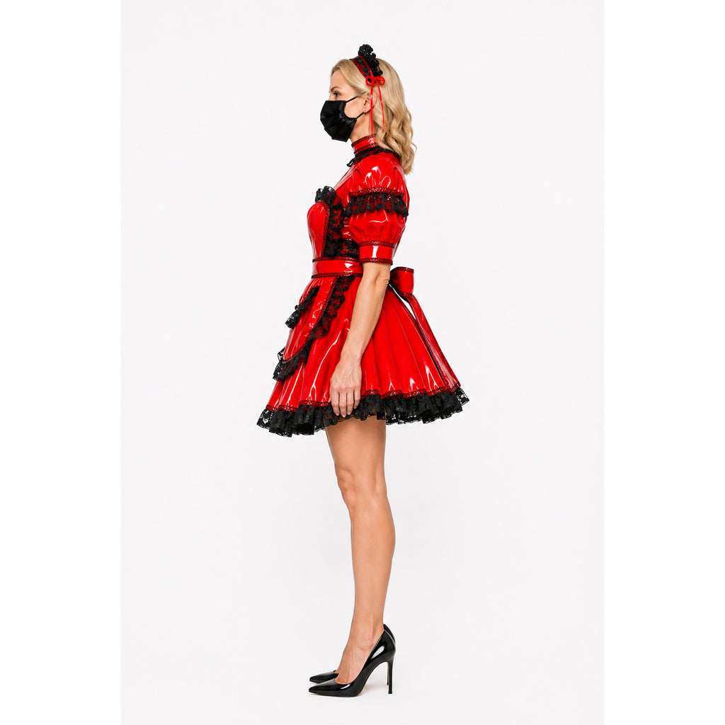 rotes enges PVC-Kleid G432
