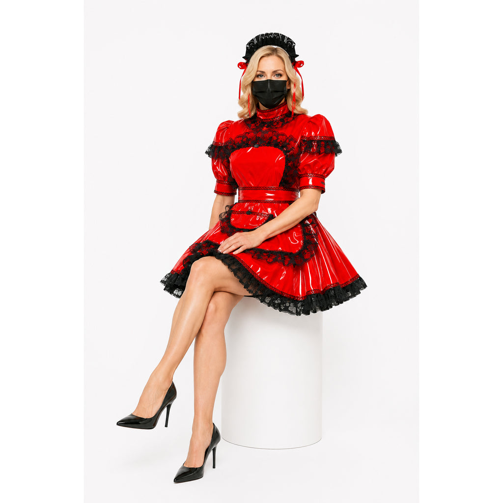 rotes enges PVC-Kleid G432