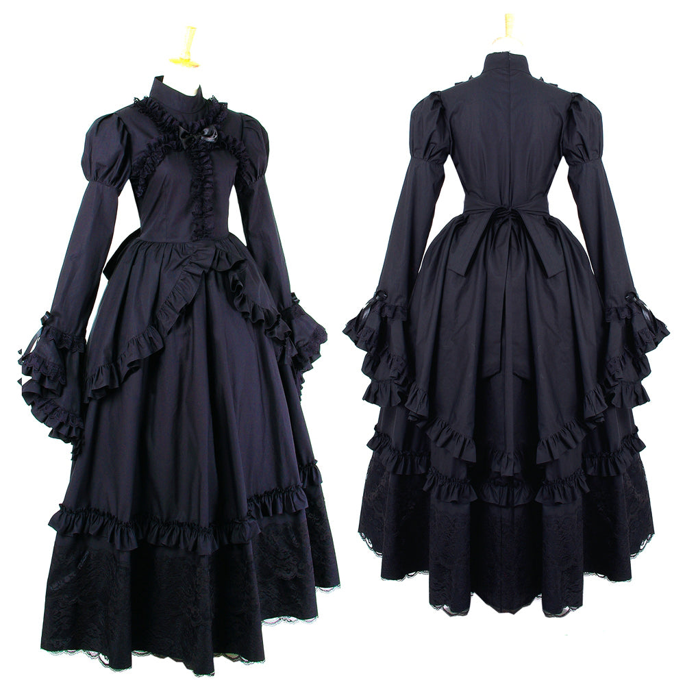 schwarzes Baumwollkleid G435