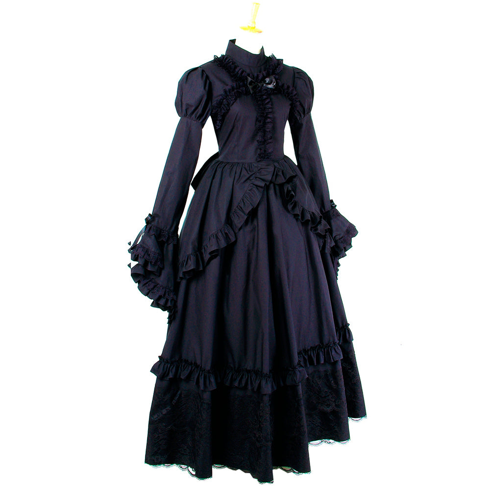 schwarzes Baumwollkleid G435