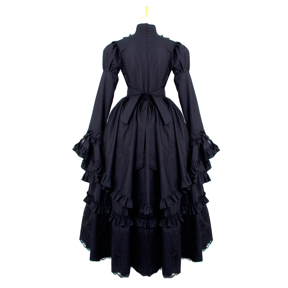 schwarzes Baumwollkleid G435