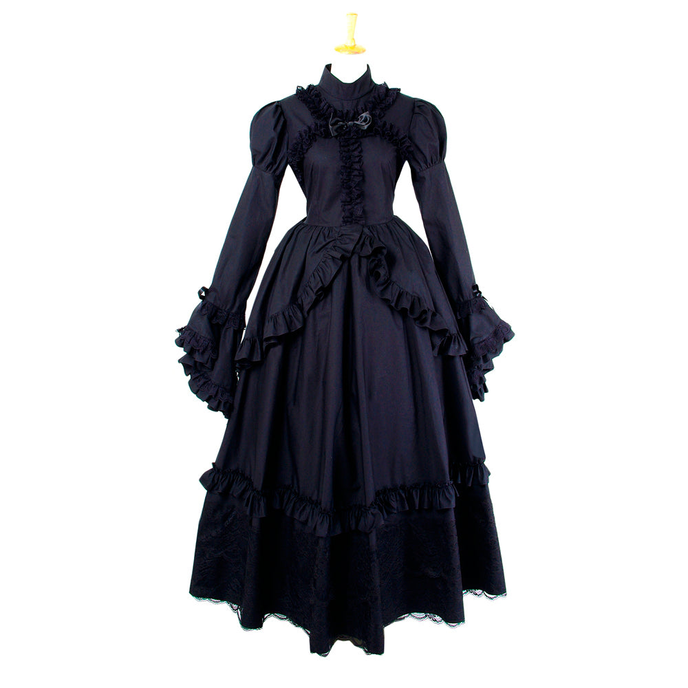 schwarzes Baumwollkleid G435