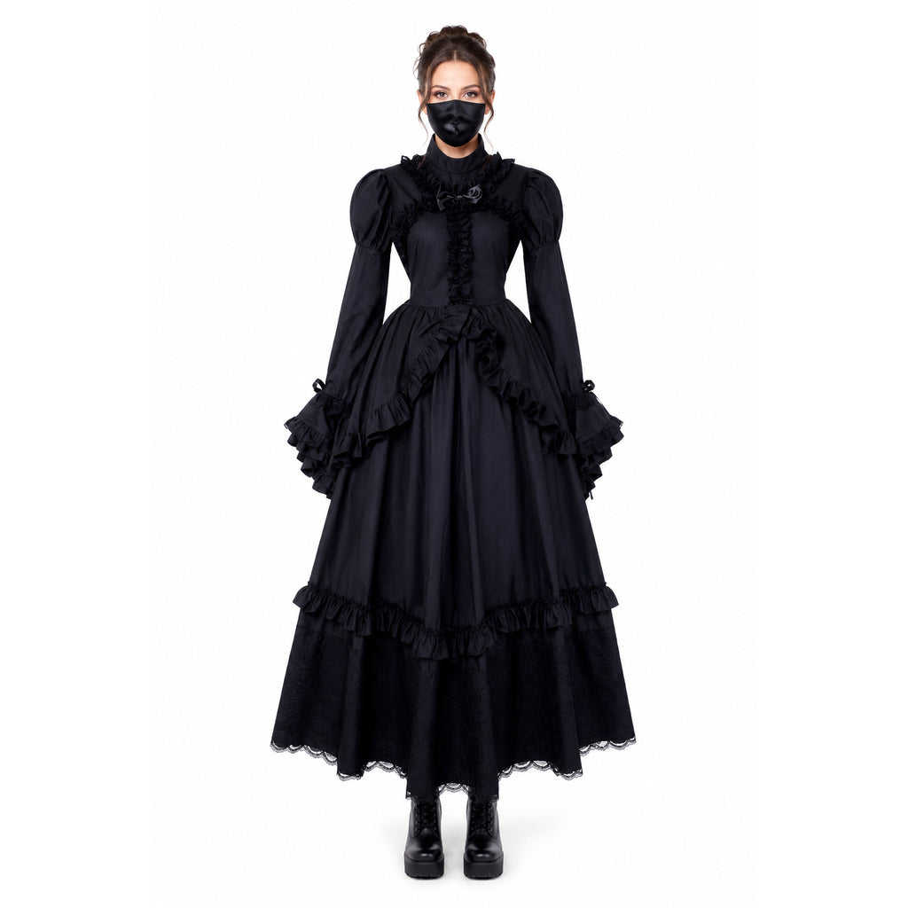 schwarzes Baumwollkleid G435