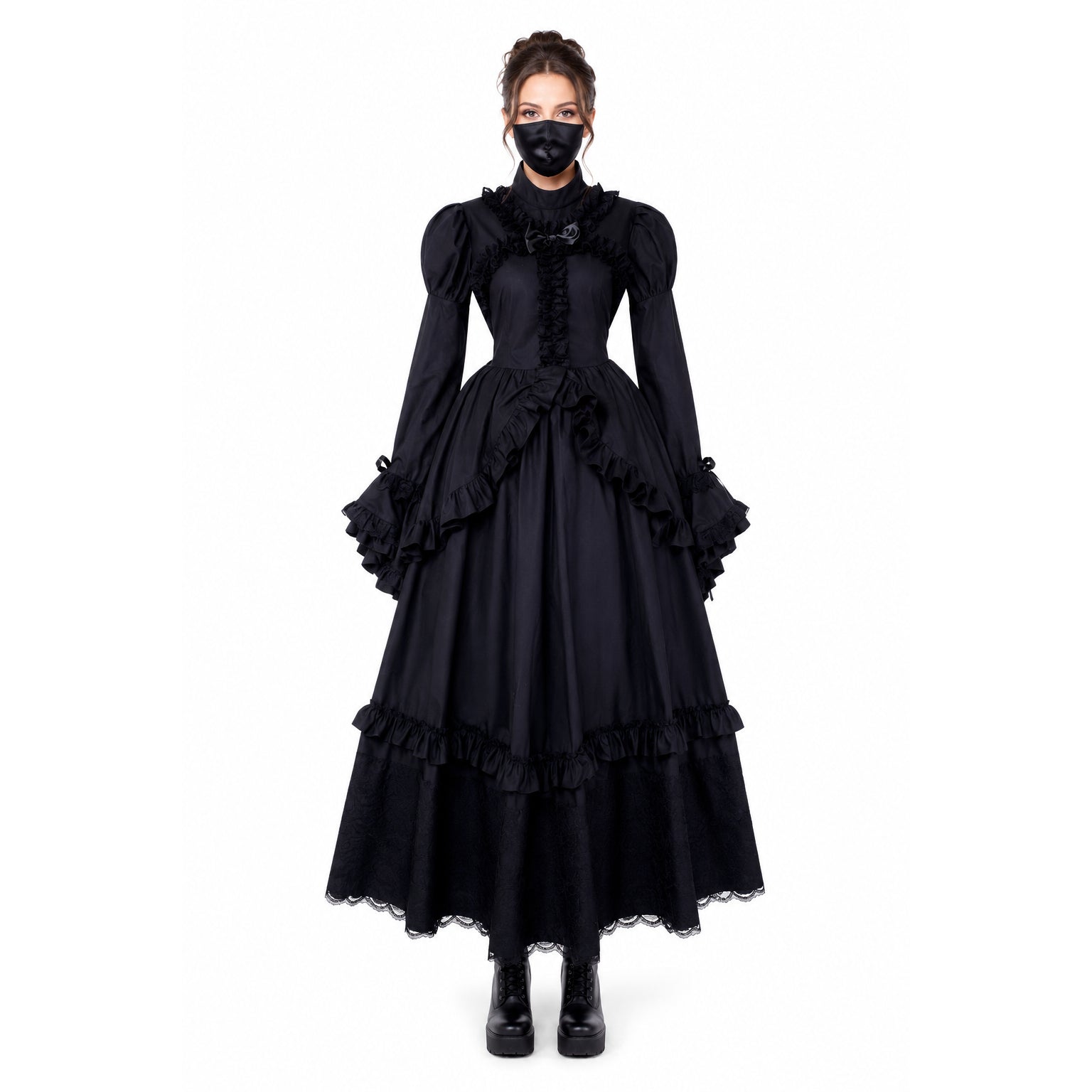 schwarzes Baumwollkleid G435