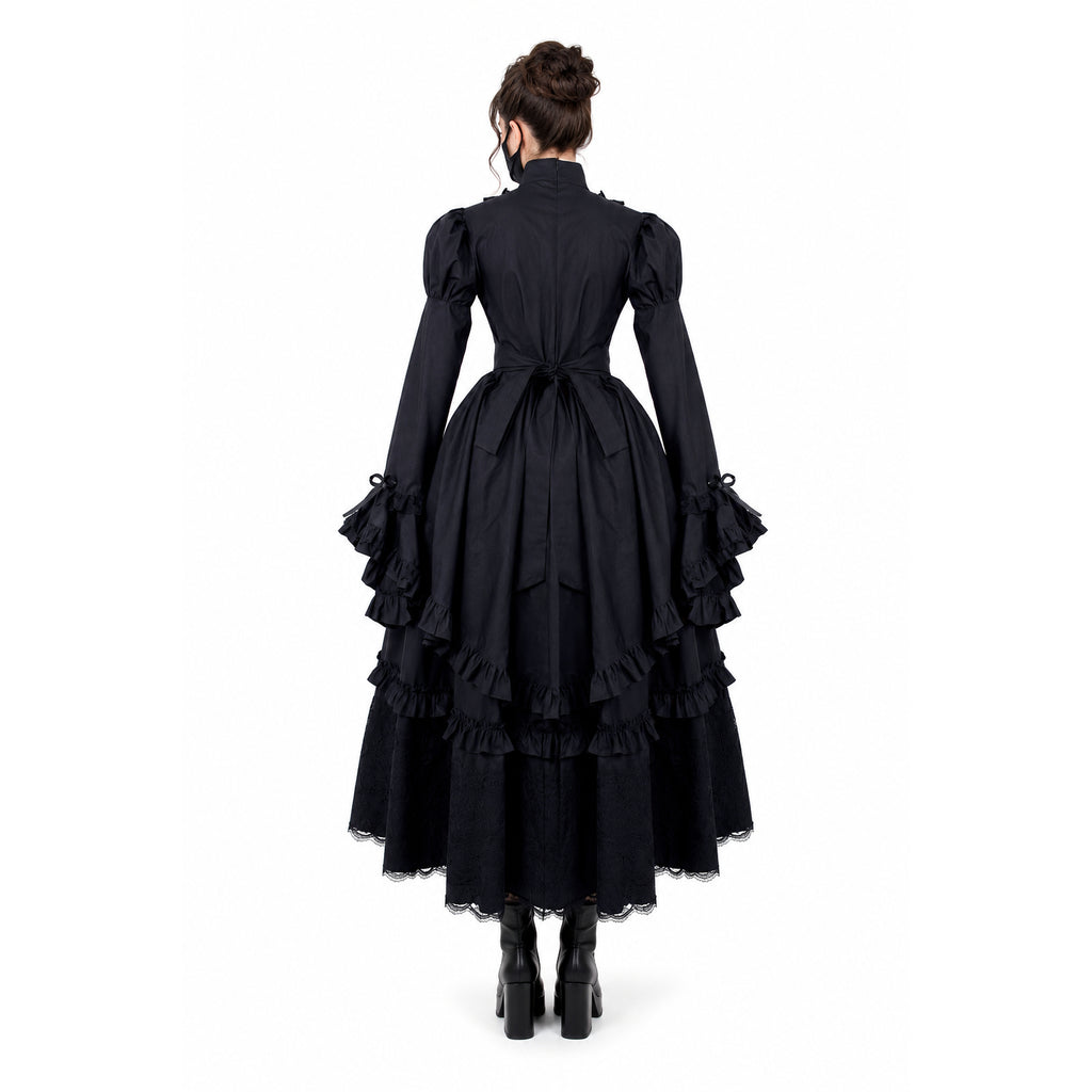 schwarzes Baumwollkleid G435