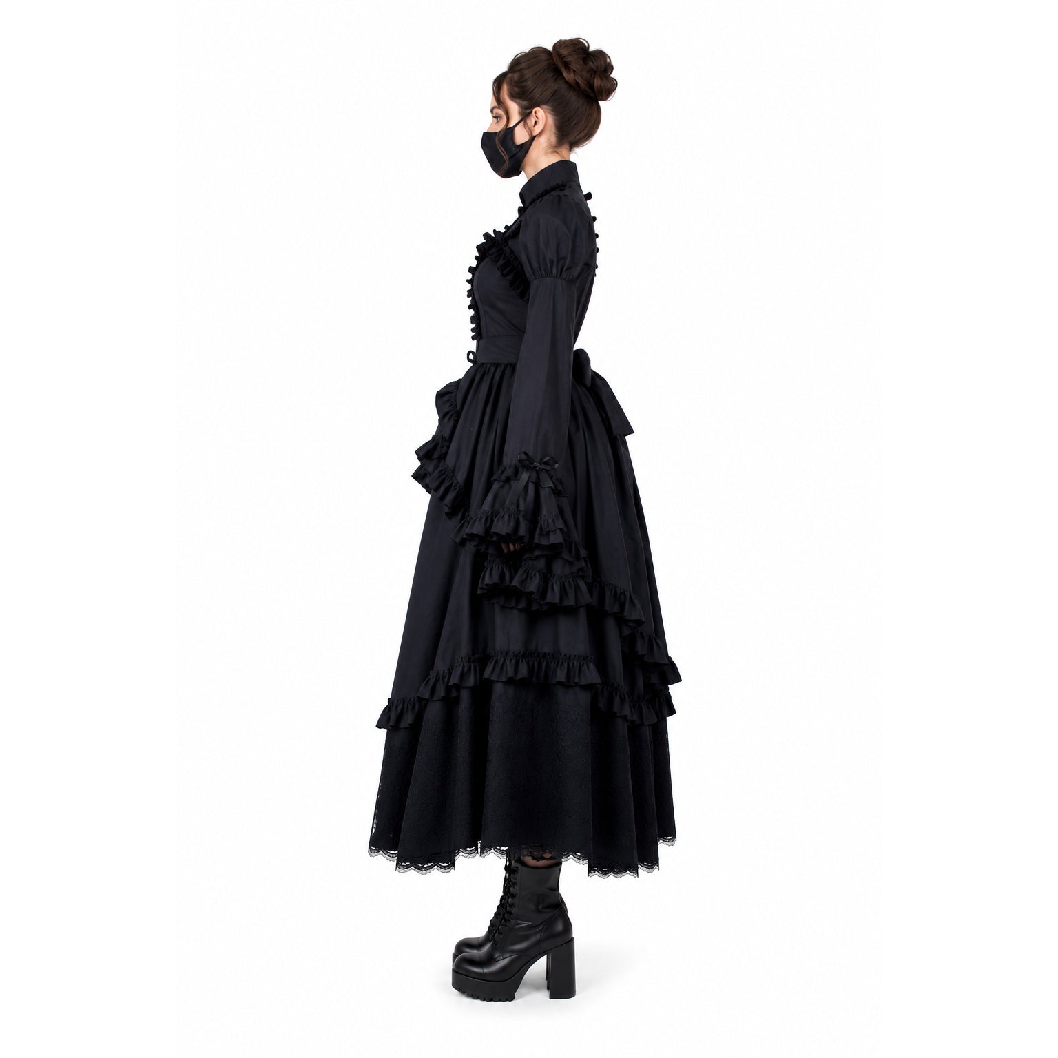 schwarzes Baumwollkleid G435