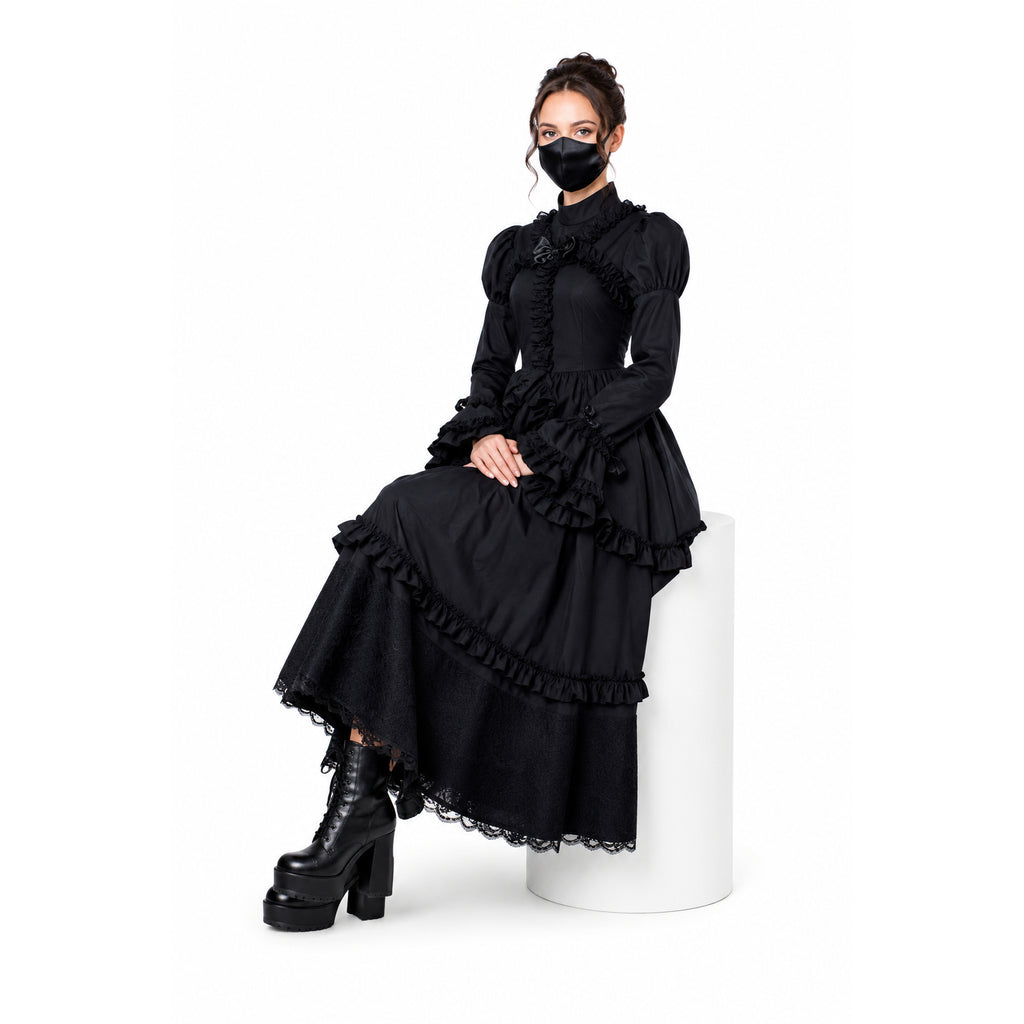 schwarzes Baumwollkleid G435