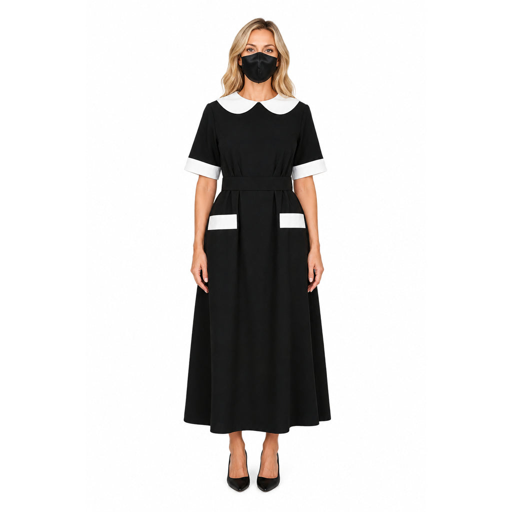 schwarzes Baumwollkleid G443