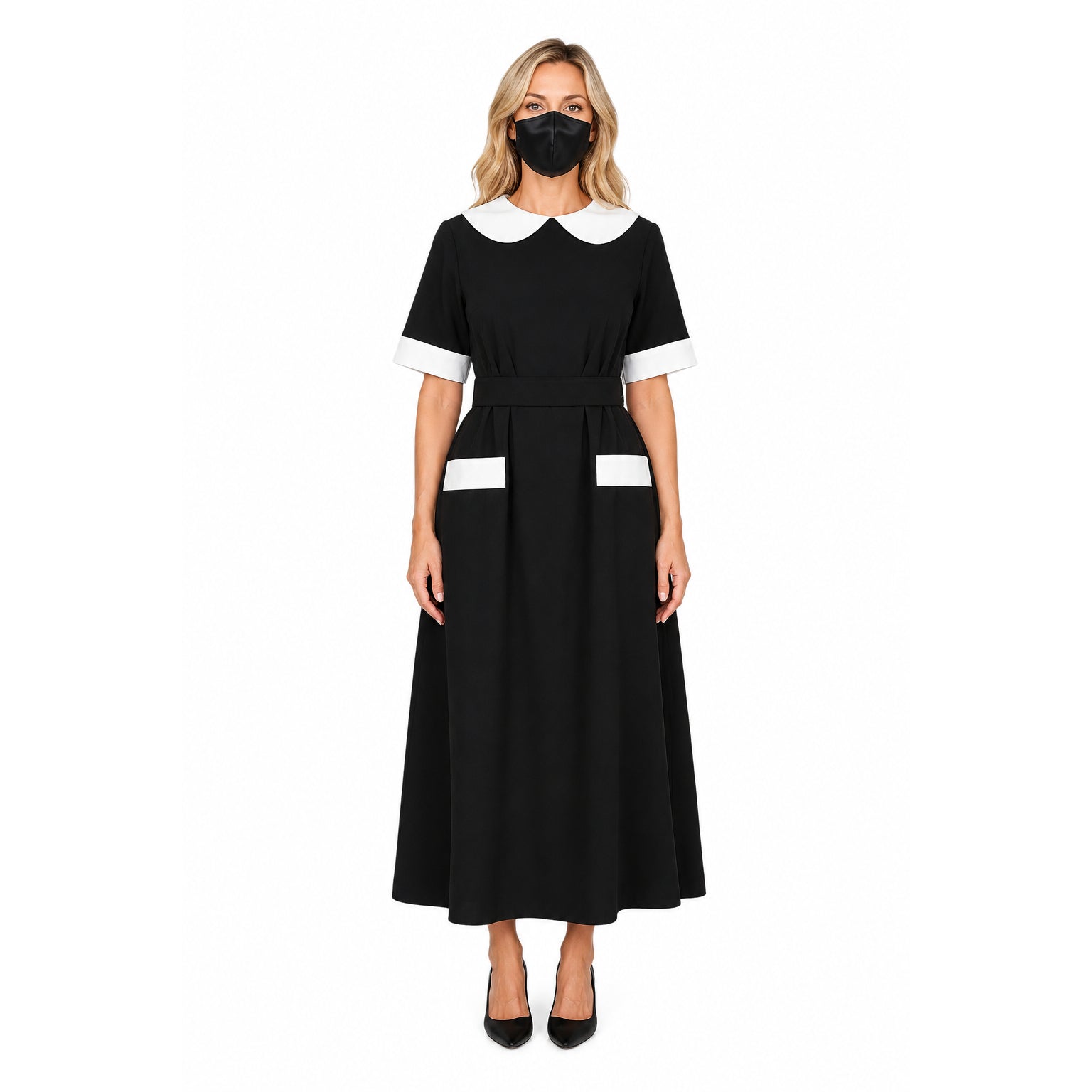 schwarzes Baumwollkleid G443