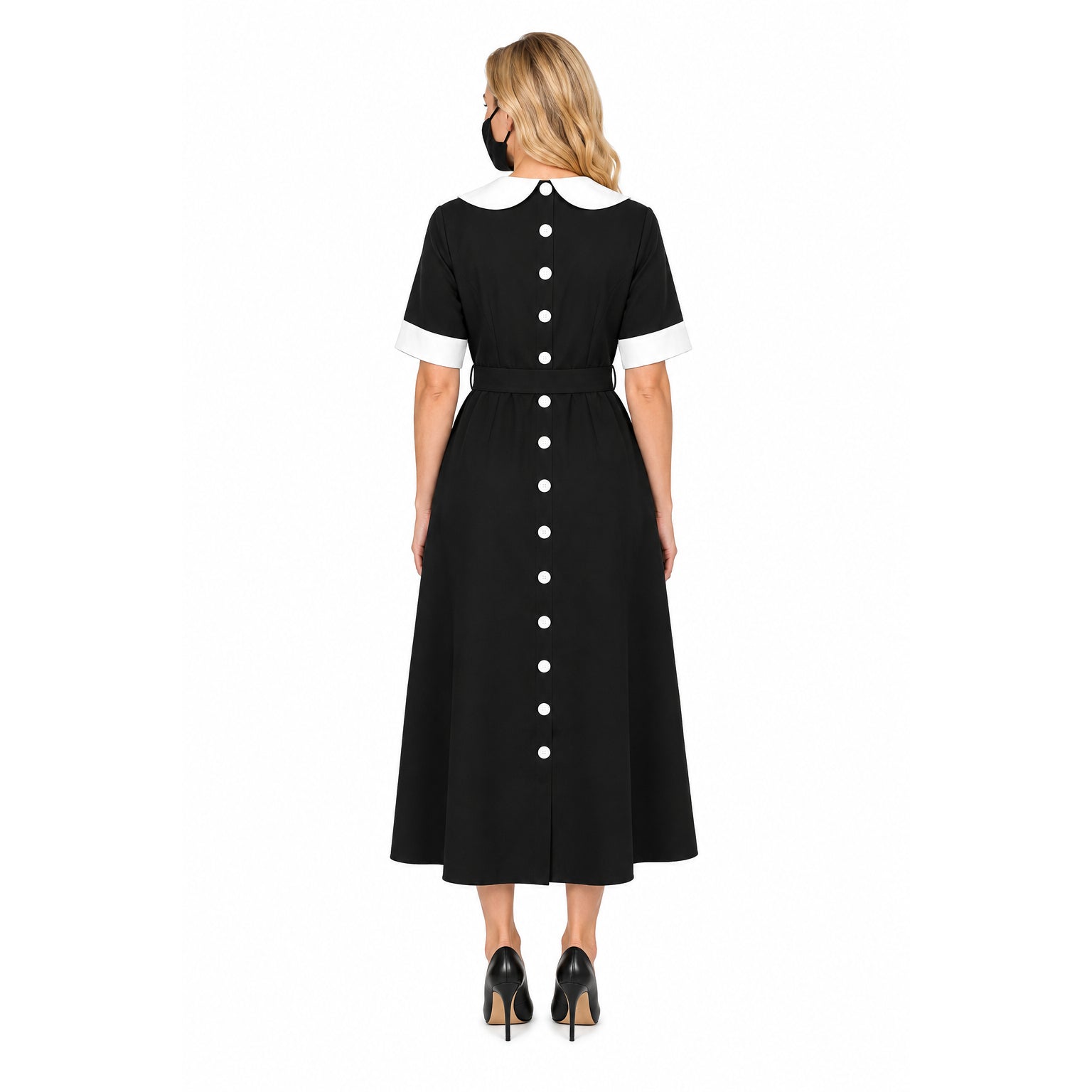 schwarzes Baumwollkleid G443