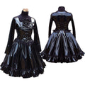 schwarzes dünnes PVC-Kleid G447