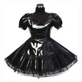 schwarzes dünnes PVC-Kleid G448