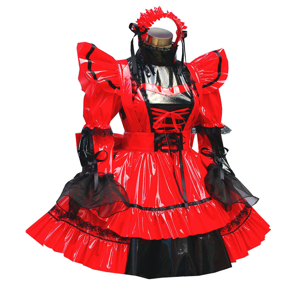 rotes, enges PVC-Kleid G449