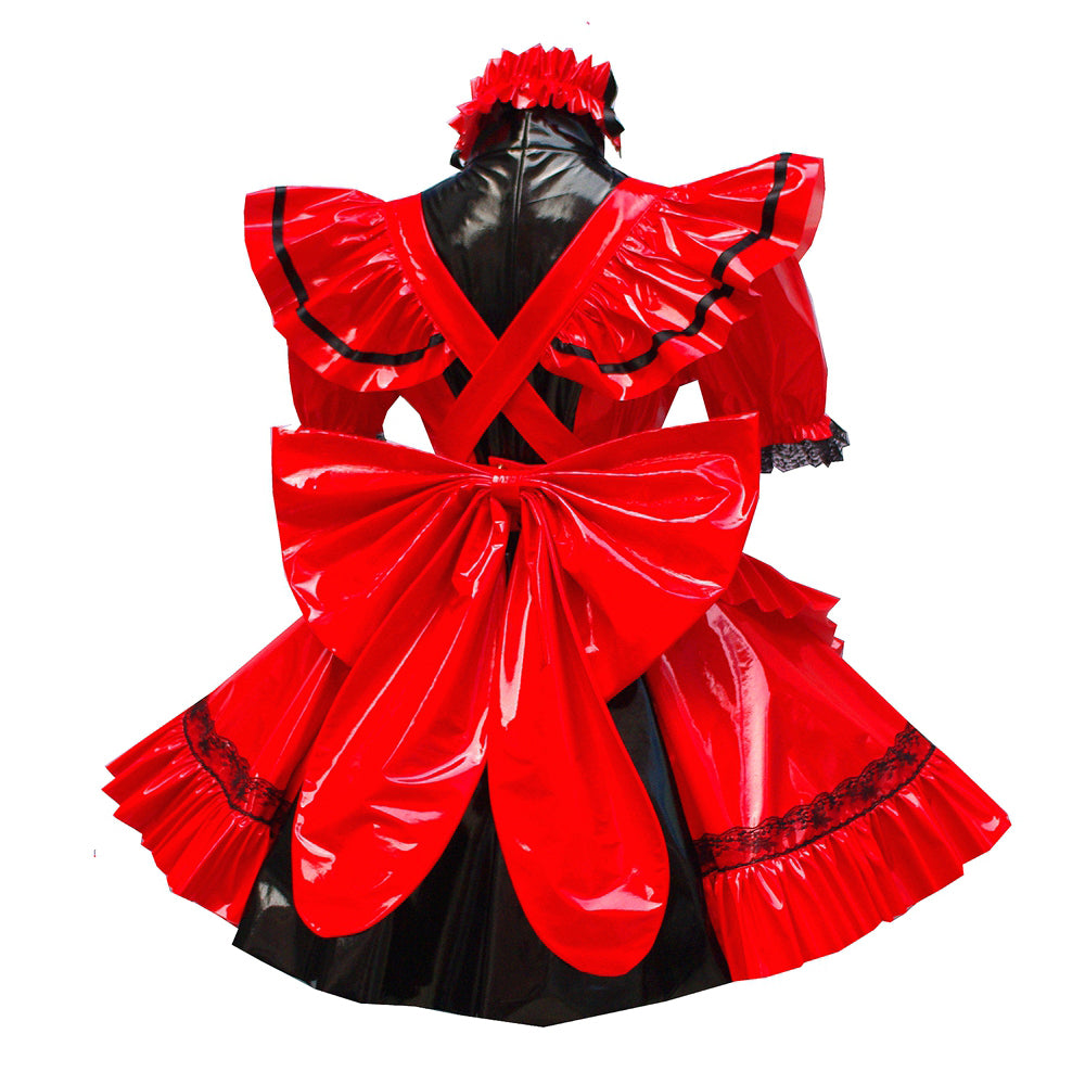 rotes, enges PVC-Kleid G449