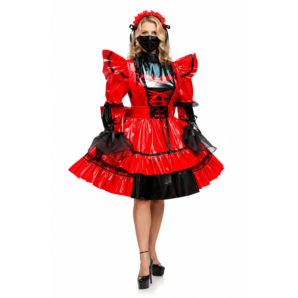 rotes, enges PVC-Kleid G449