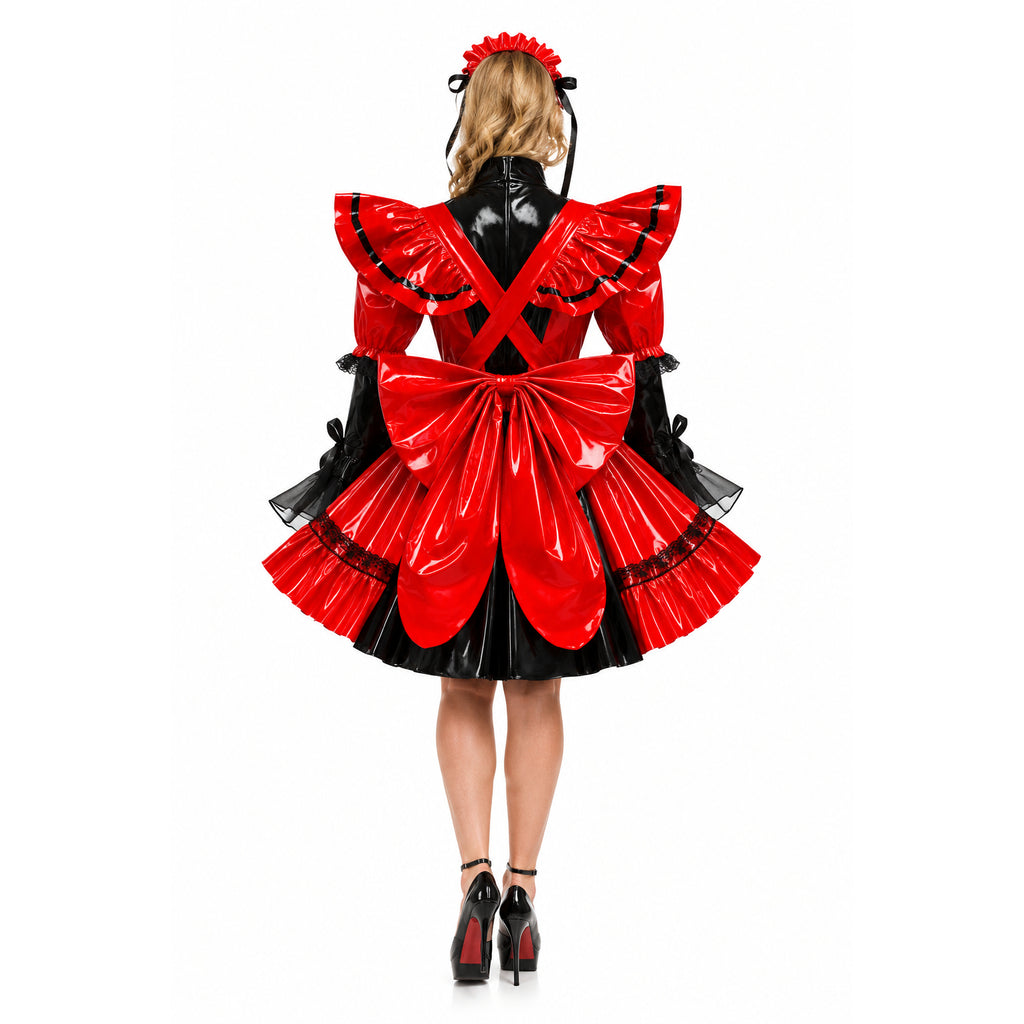 rotes, enges PVC-Kleid G449