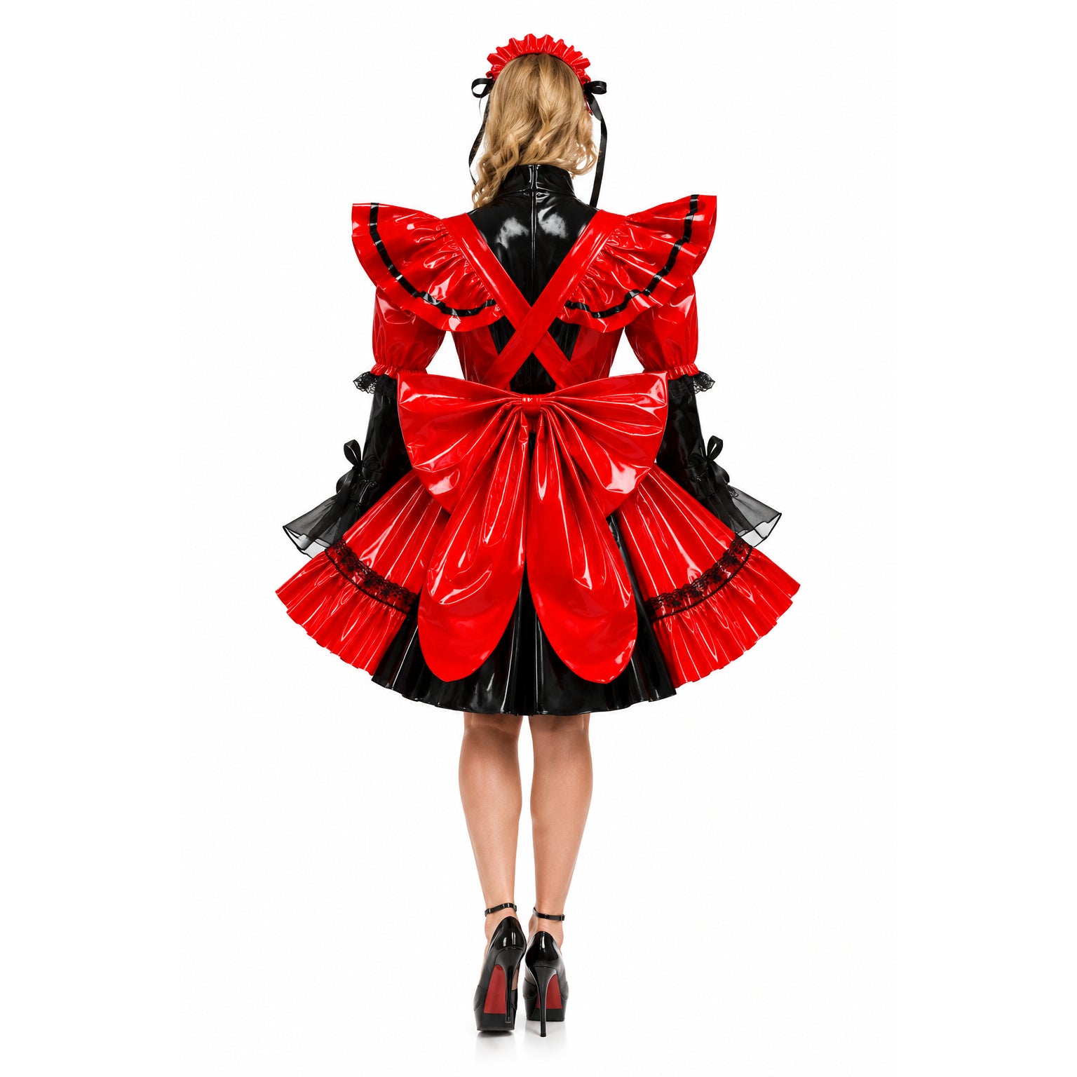 rotes, enges PVC-Kleid G449