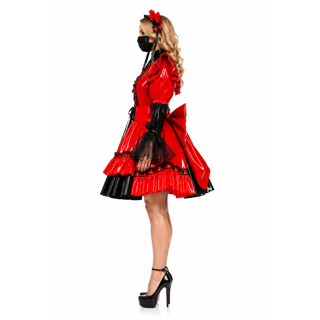 rotes, enges PVC-Kleid G449