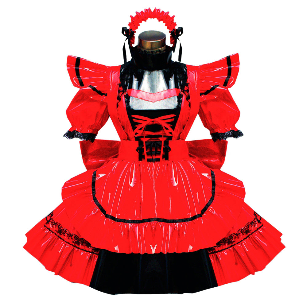 rotes, enges PVC-Kleid G449