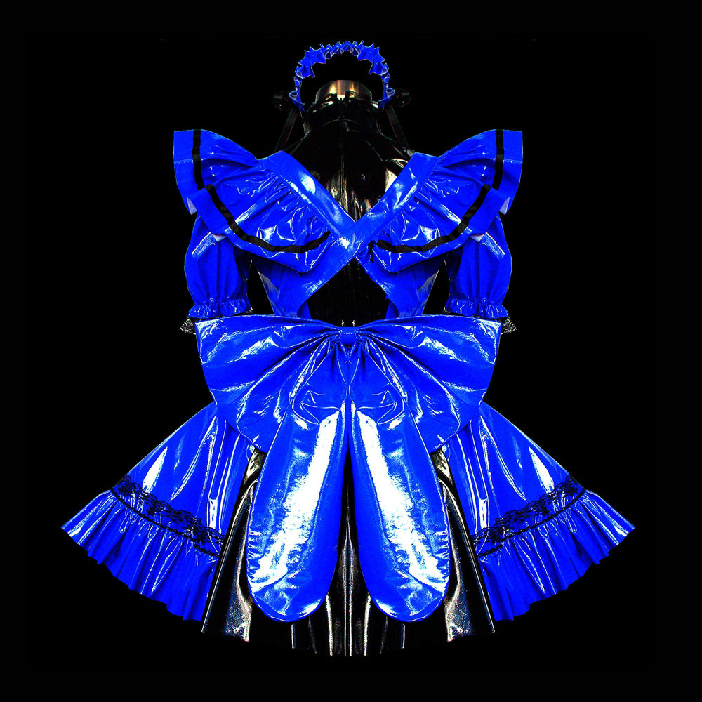 blaues dünnes PVC-Kleid G464