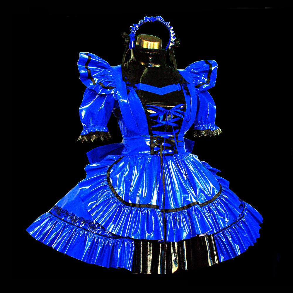 blaues dünnes PVC-Kleid G464