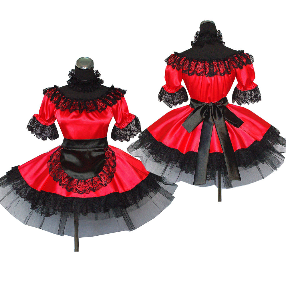rotes Satinkleid G467