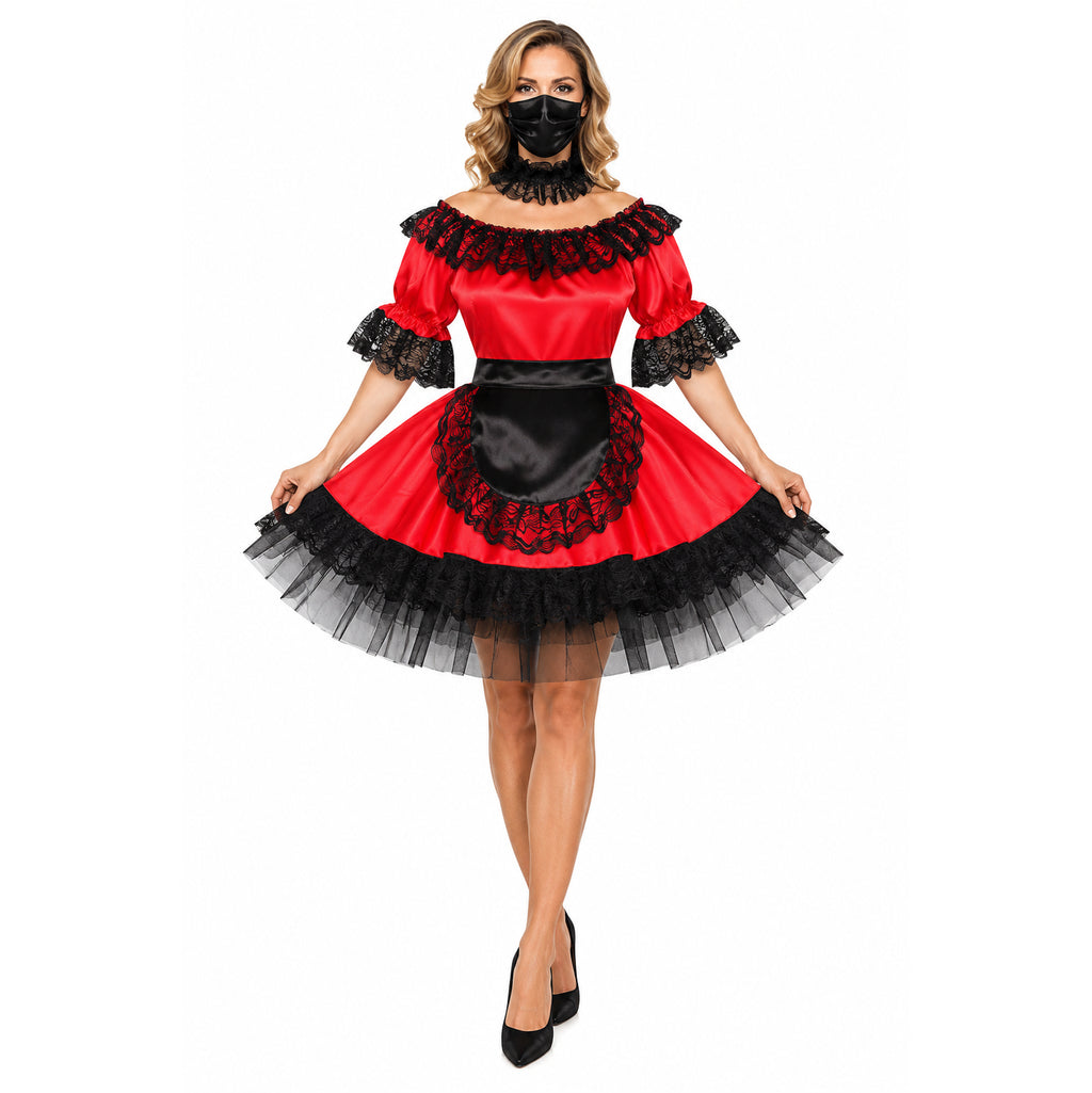 rotes Satinkleid G467